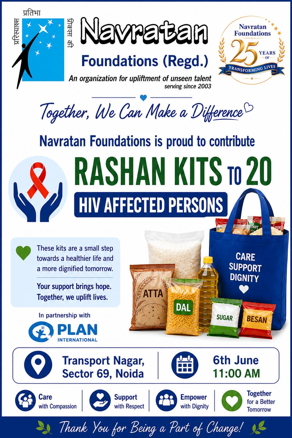 We have distributed Rashan Kits to HIV affected persons